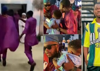 “Before the baby go dis@ppear”- Hilarious Moment Cute Abiola Ran With His Baby After Erekere Wanted To Carry Him (Video)