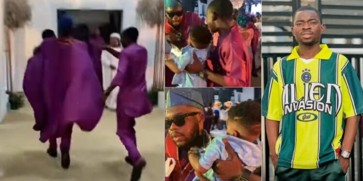“Before the baby go dis@ppear”- Hilarious Moment Cute Abiola Ran With His Baby After Erekere Wanted To Carry Him (Video)