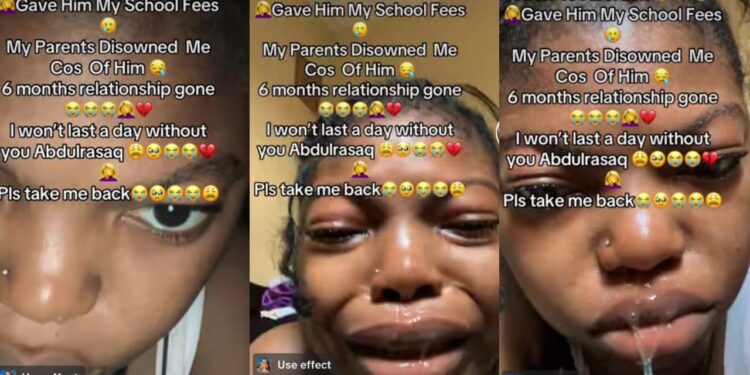 Nigerian Lady captured in a trending crying river, After she gave her School fees to boyfriend, and also got disowned by herParents, and he still broke up with her.