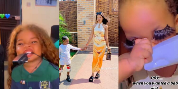 “This is example of we see, we don’t judge” reactions keep trailing over a lady Dressing Son in Feminine Attire, because she wanted a baby girl not boy.