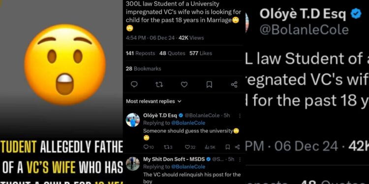 300-Level Student&nbsp; Fathers Child with University VC’s Wife, who is looking for a child after 18 Years of Infertility