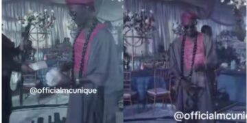 Nigerian Groom has raised eyebrows as he made is bride walk in between money as bride walk’s into the reception
