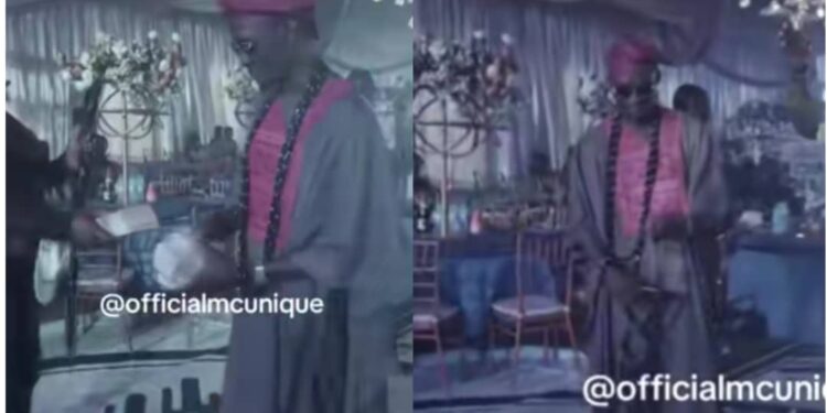 Nigerian Groom has raised eyebrows as he made is bride walk in between money as bride walk’s into the reception