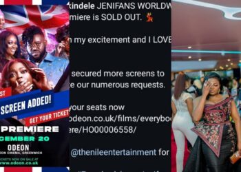 Popular actress funke akindele breaks another record as her newly released movie ”Everybody loves jenifa”sell out at uk Premiere