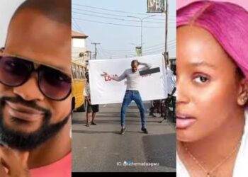 “Love is a scam” drama as Uche Maduagwu Hits the Streets to Advise billionaire daughter DJ Cuppy to avoid dating.