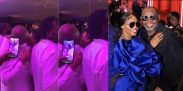 “Make VDM no just see this”- Reactions as actress Iyabo Ojo and lover Paulo rom@ntically lock l!ps at her 47th birthday party