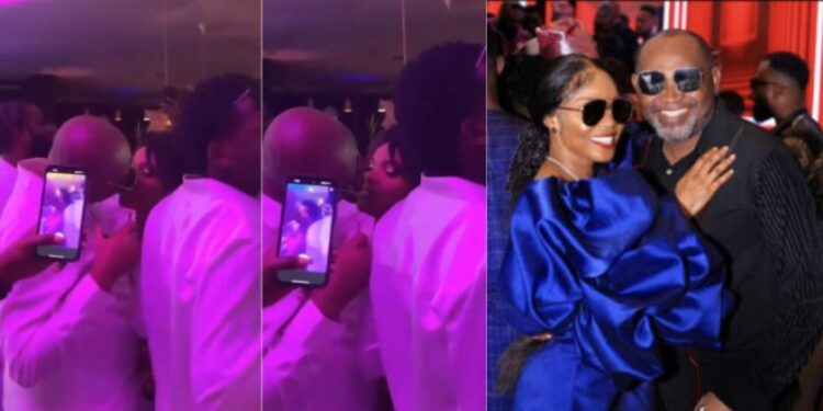 “Make VDM no just see this”- Reactions as actress Iyabo Ojo and lover Paulo rom@ntically lock l!ps at her 47th birthday party