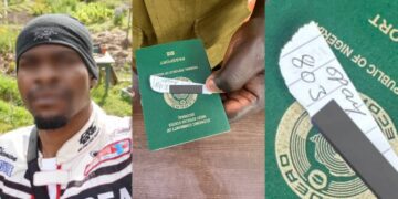 “How can the officer in the airport hand me back my passport like this?”- Man shocked as airport officer returns passport with bank details attached