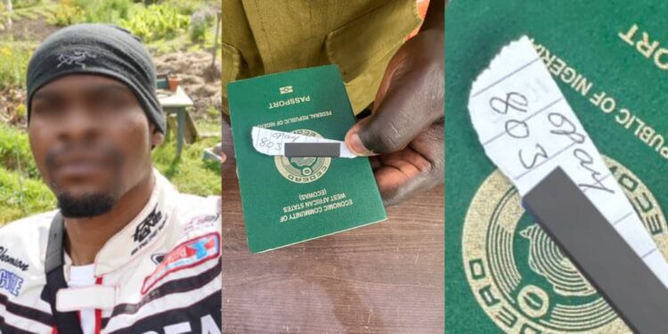 “How can the officer in the airport hand me back my passport like this?”- Man shocked as airport officer returns passport with bank details attached