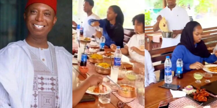 Mixed reactions as Ned Nwoko treats only Regina, children to family lunch