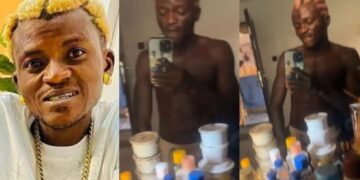 This guy no dey play at all”- Reactions as singer Portable shows off his skincare collection (Video)