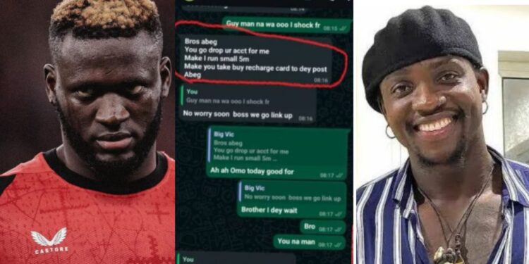Verydarkman to give N2m to his fans after super eagle forward Victor Boniface gave him N5m