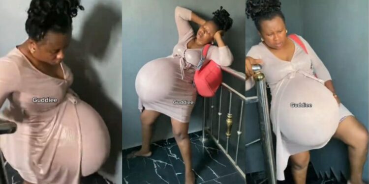 “God bless all mothers”- Video as heavily pregnant woman’s struggle to climb stairs sparks reactions online( Watch)
