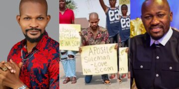 Uche Maduagwu takes to the streets to protest Apostle Suleman’s preaching on love (Video)