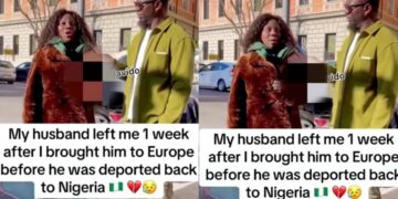 Lady reveals how her husband left her just a week after she brought him to Europe (Video)