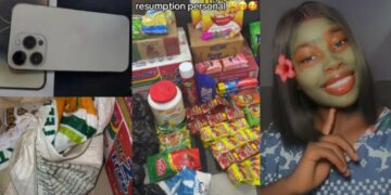 Lady shows off lavish gifts from boyfriend for school resumption,sparks mixed reactions online
