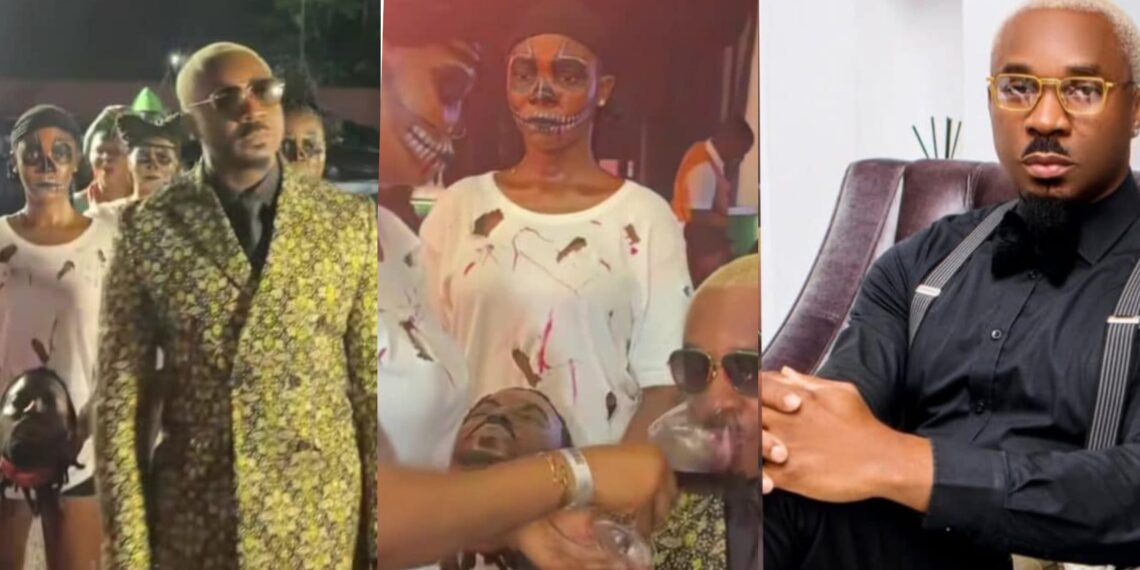 “This man needs to be arrested”- Pretty Mike sparks outrage with bizarre entrance at Yomi Casual’s 40th Birthday Party (Video)