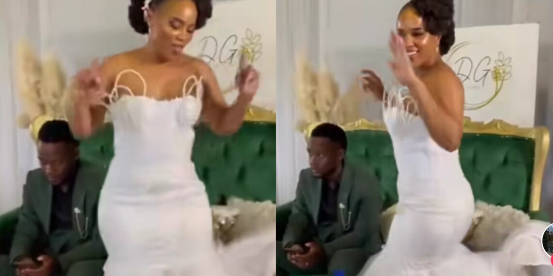 “Bro looks shy and exhausted from the ups and down”-Netizens react as groom ignores bride, focuses on phone during wedding