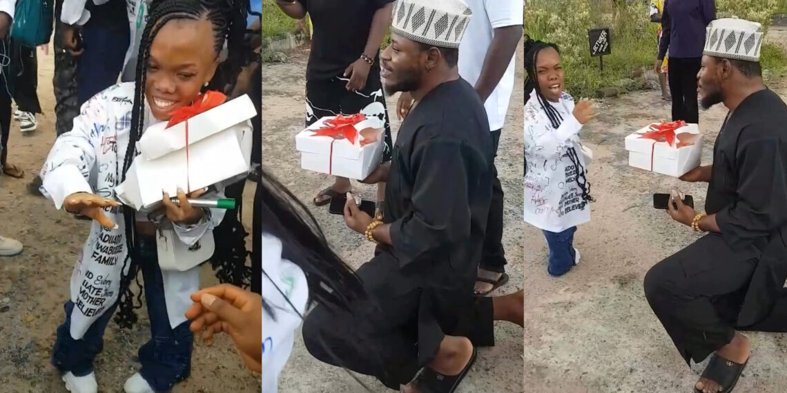 Lady Sparks outrage and conversations on social media as she emotionally left Man on her knees, during a public proposal