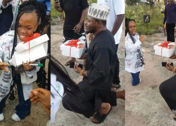 Lady Sparks outrage and conversations on social media as she emotionally left Man on her knees, during a public proposal