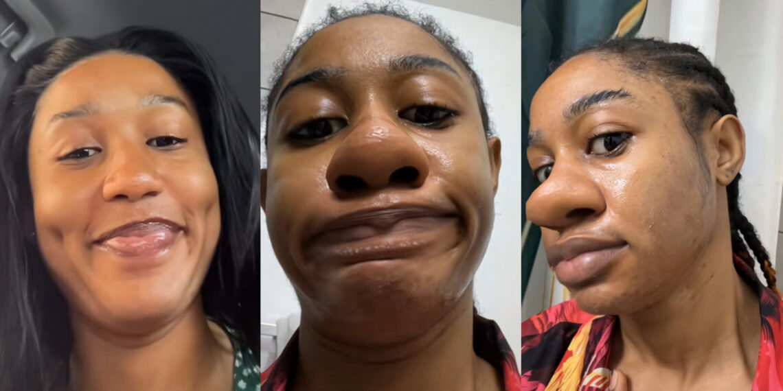 Lady goes viral after sharing a transformation of her self when she was pregnant and not. 