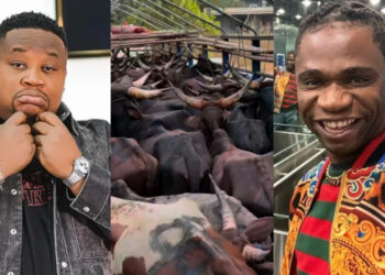 “speed darlington still dey cell Boss” – Cubana Chief Priest a.k.a“money na water” has been called out after he bought 47  cows for his friend, to celebrate mother’s funeral but, failed to bail Akpi.