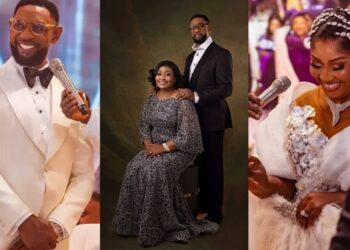 “25 years later I’m still walking down the aisle to choose you”- Coza’s Biodun Fatoyinbo renews vows with wife Modele on 25th anniversary