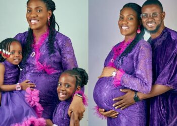 Congratulations pour in as Mike Bamiloye’s son, Dami and wife Ella welcome baby boy