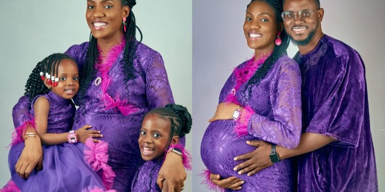 Congratulations pour in as Mike Bamiloye’s son, Dami and wife Ella welcome baby boy