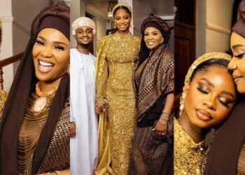 “One done and dusted, 4 to go”- Iyabo Ojo beams with joy as daughter Priscilla exchange vows with Juma Jux
