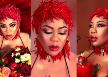 “Isn’t she a genius?”- Celebrity Designer Toyin Lawani sizzles in pepper outfit for valentine’s day, stirs reaction