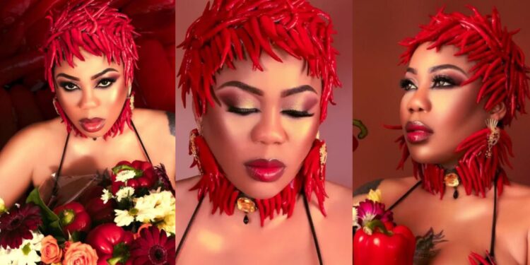 “Isn’t she a genius?”- Celebrity Designer Toyin Lawani sizzles in pepper outfit for valentine’s day, stirs reaction