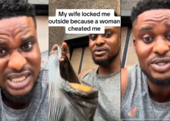 “Single life problems Marriage life problems Everything problem”- Man left frustrated after wife locks him out for being cheated by plantain seller