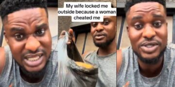 “Single life problems Marriage life problems Everything problem”- Man left frustrated after wife locks him out for being cheated by plantain seller