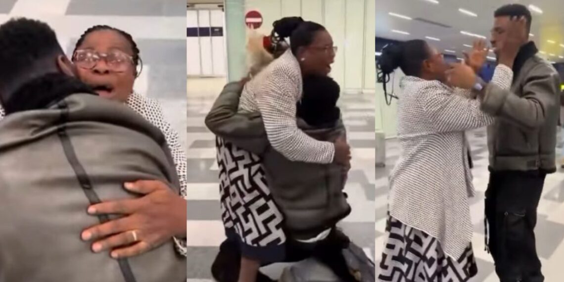 “This is so beautiful to watch” – Moment Nigerian mom reunites with son after 10 years apart (Video)