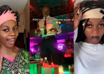 “Why you nor collect the number for there?” – Young lady shares clip of handsome waiter who attended to her at club, launches online search for him