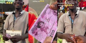 “Nigeria is not a real place”- Video trends as Watermelon seller gets duped with hilarious fake N200 note featuring Dora the Explorer