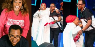 “It’s good to marry a good person”- Singer Tope Alabi honours her supportive husband with a heartwarming award
