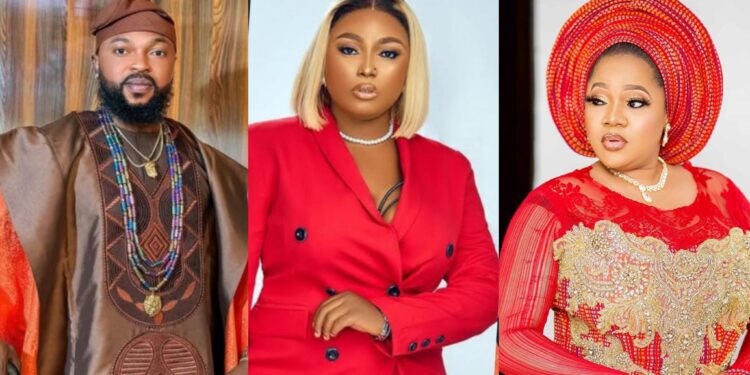 “So this things dey pain”- Toyin Abraham calls out husband Kolawole Ajeyemi and actress Bakare Zainab over steamy movie scene