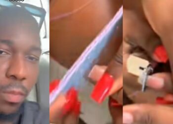 “What kind of relationship is this”- Man left speechless after caring girlfriend cuts off his long nails (Video)