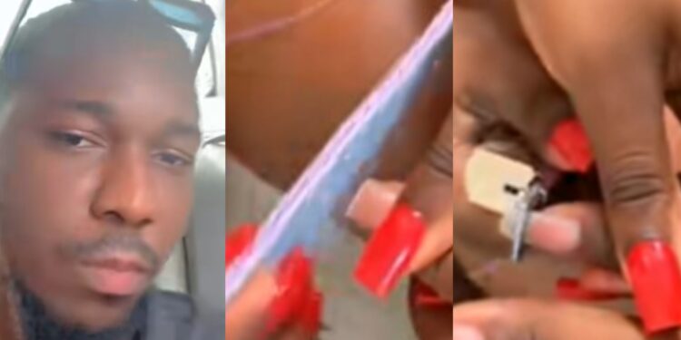 “What kind of relationship is this”- Man left speechless after caring girlfriend cuts off his long nails (Video)