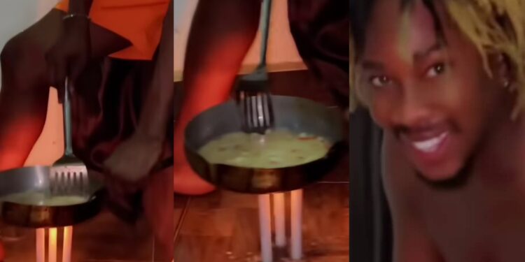 “I’ve done worse,I use carton and nylon inside the kitchen”-  Man uses candle to fry egg amid rising cost of gas