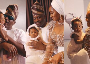 “Congratulations to the family”- Comedian Wofai Fada and husband Taiwo Cole share adorable Photos of their Baby girl’s dedication