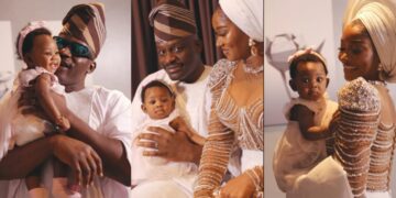 “Congratulations to the family”- Comedian Wofai Fada and husband Taiwo Cole share adorable Photos of their Baby girl’s dedication