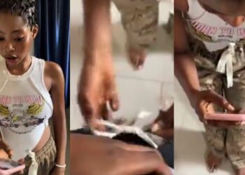 “If you like Chain ham, man wey go ch£at go still che@t”- Lady takes drastic measures to prevent boyfriend from cheating, triggers reaction online