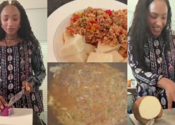 “So she no sabi cook”- Temi Otedola shares video of her cooking , fans react (watch)