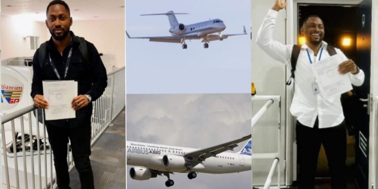 Big brother Naija 2018 winner Miracle Ikechukwu shares certificate as he gets licensed to fly a Gulfstream Jet