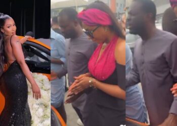 “Pastor says let the car be used for God’s glory” – Reactions as Mercy Eke dedicates her Brand-New Lamborghini in church