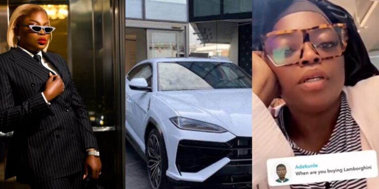 “I will block you”-Funke Akindele responds to Fan asking when she is buying a Lamborghini