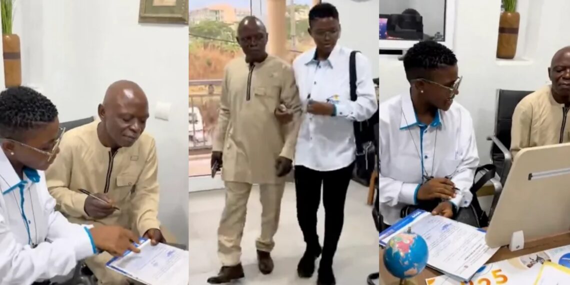 “This is the kind of support every child needs from their parents”- Heartwarming moment father escorts daughter to first day of new job